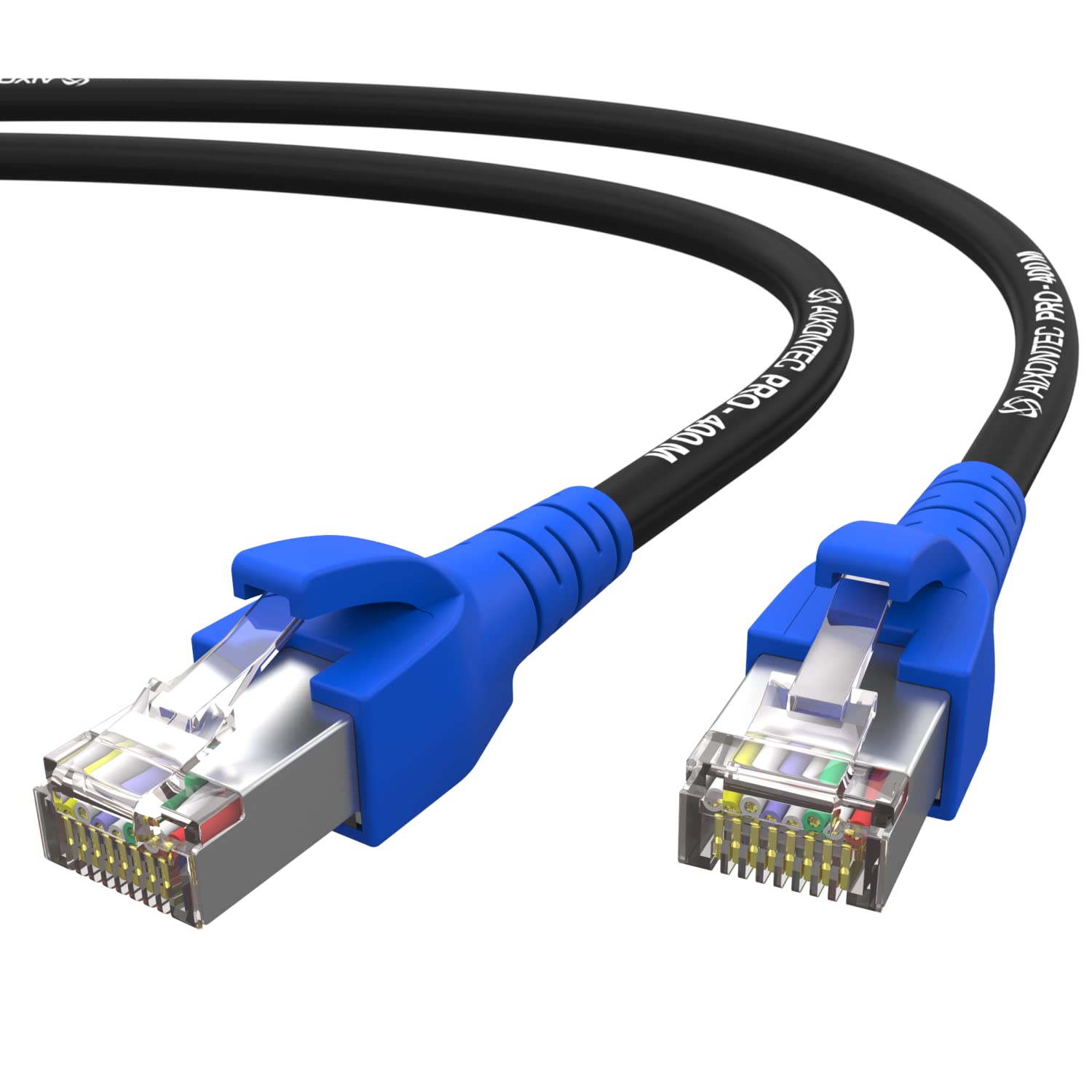 AIXONTEC 25,0 Meter RJ45 Patchkabel CAT6 High Speed LAN Netzwerk Gigabit Ethernet Kabel geschirmt halogenfrei blauer Premium RJ45-Stecker 10000 Mbits Draka Gigabit Patch FTP Kabel