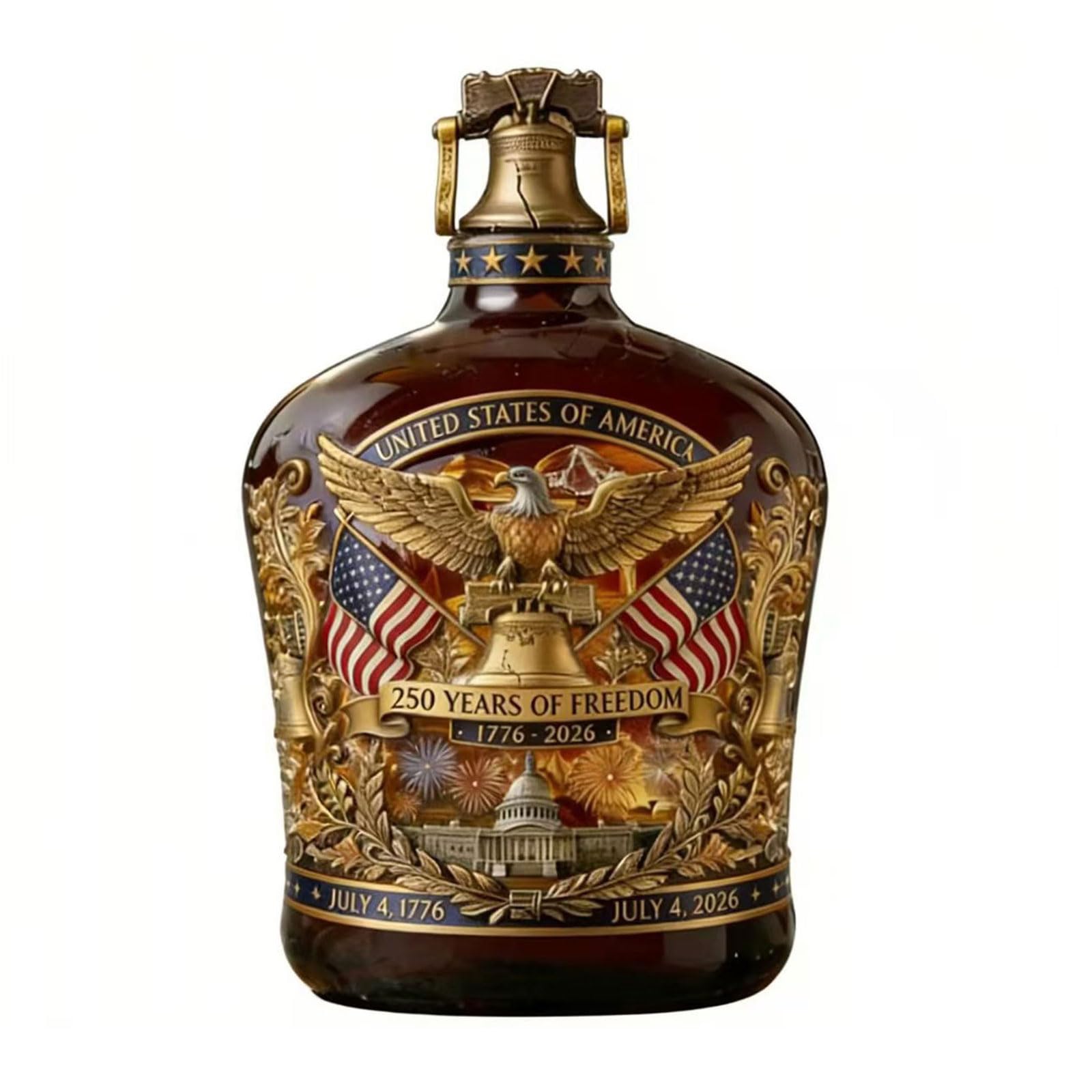 Hsyzygian Unique Whiskeys Decanter with Glasses Set Commemorative America 250Th Anniversary Liquor Bottle for History Enthusiasts America Glass Liquor Bottle Set