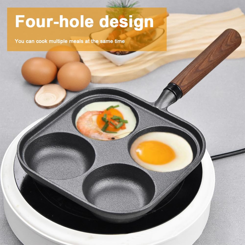 Padella per frittata, padella antiaderente in ghisa per 4 tazze, con manico, padella per frittelle, frittate, crêpe, per colazione, uova fritte, pancake, bistecche, hamburger, pancake