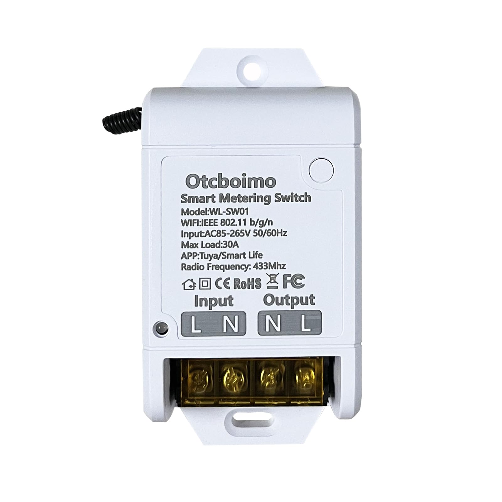 30A Hight Power WiFi Wireless Smart Switch with Energy Monitoring, DIY Switch for Smart Home Automation, Tuya APP Remote Control, Timer, Compatible