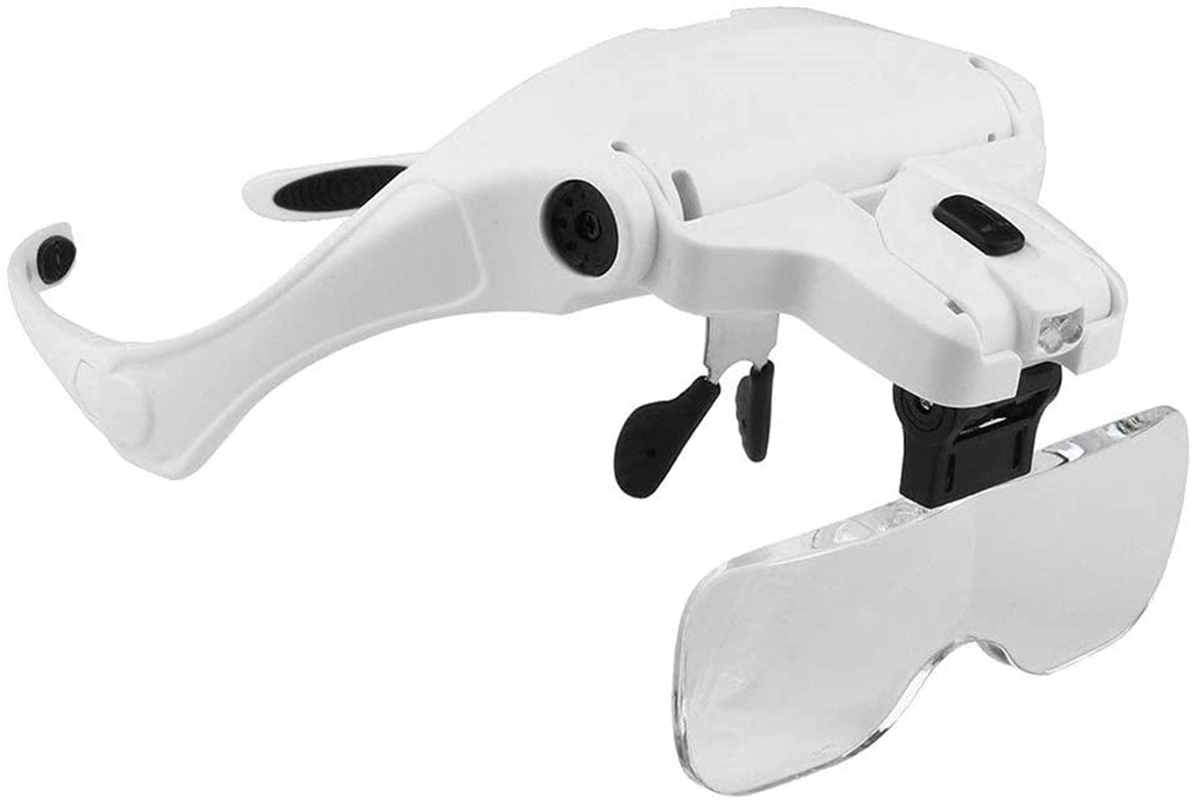 Lupa de Diadema, Gafas de Aumento con luz para la Cabeza, Lupa de Diadema con 5 Lentes de 1.0X a 3.5X con Soporte Ajustable y 2 Luces, Herramienta de Aumento para Lectura de Joyas.