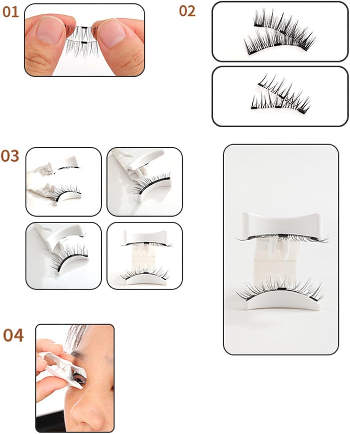 White False Eyelashes Clip- 5g Portable Magnetic Eyelash Applicator Set| Easy to Use Lash Applicator Tool Kit| Applicator Magnetic Lashes Kit for Lounging, Home,Travel and Business Trips，False Lashes
