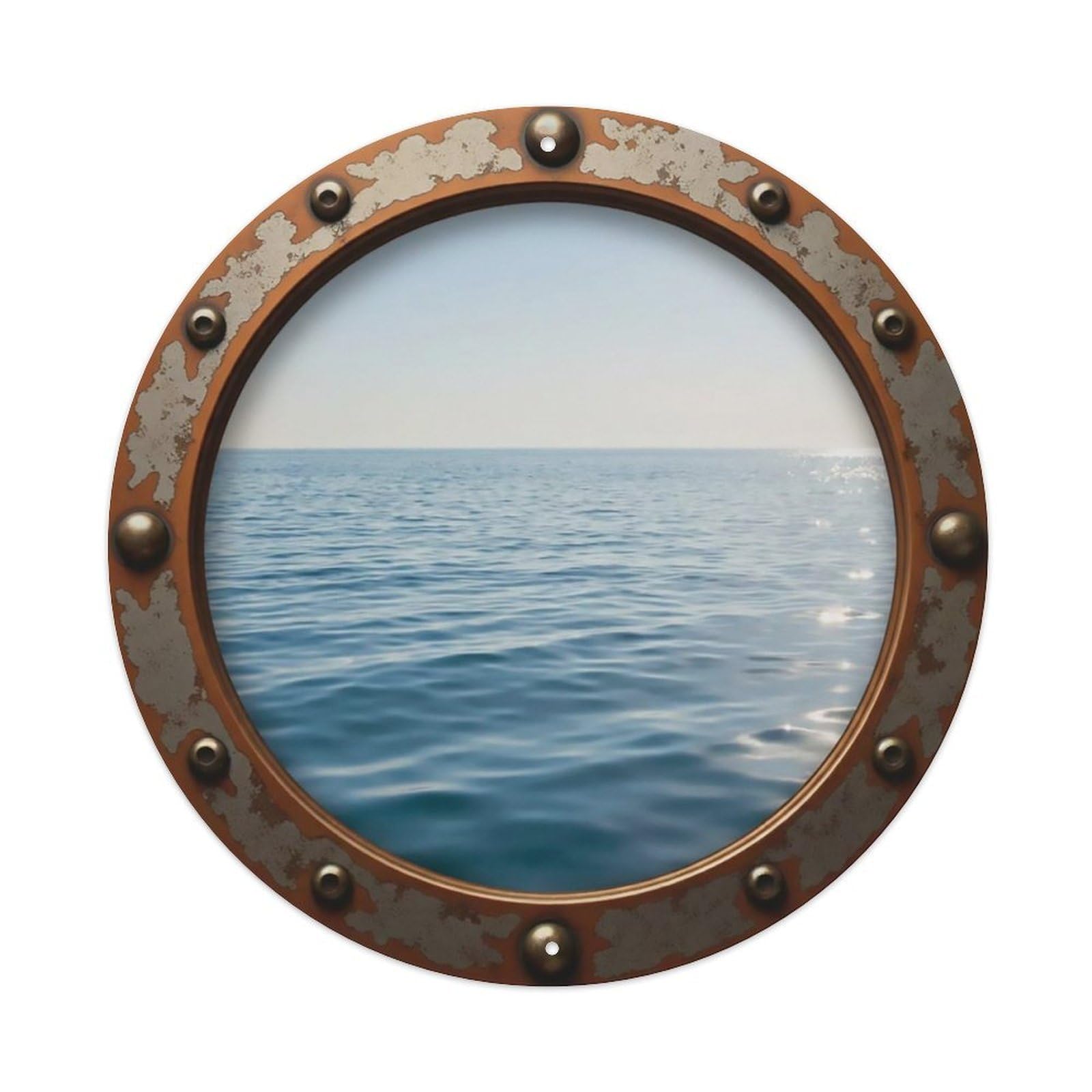 Vintage Porthole Gentle Ripples Nautical Window View Metal Tin Sign