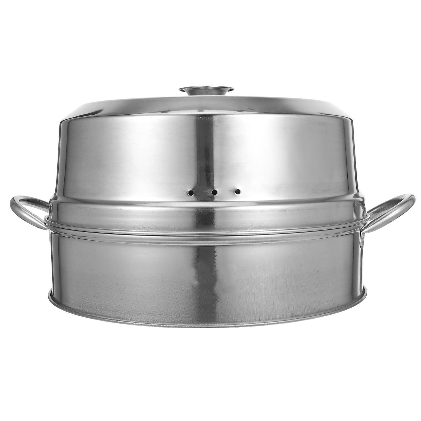Cesta Vaporera Pequeña de Acero Inoxidable con Tapa, Color Plata