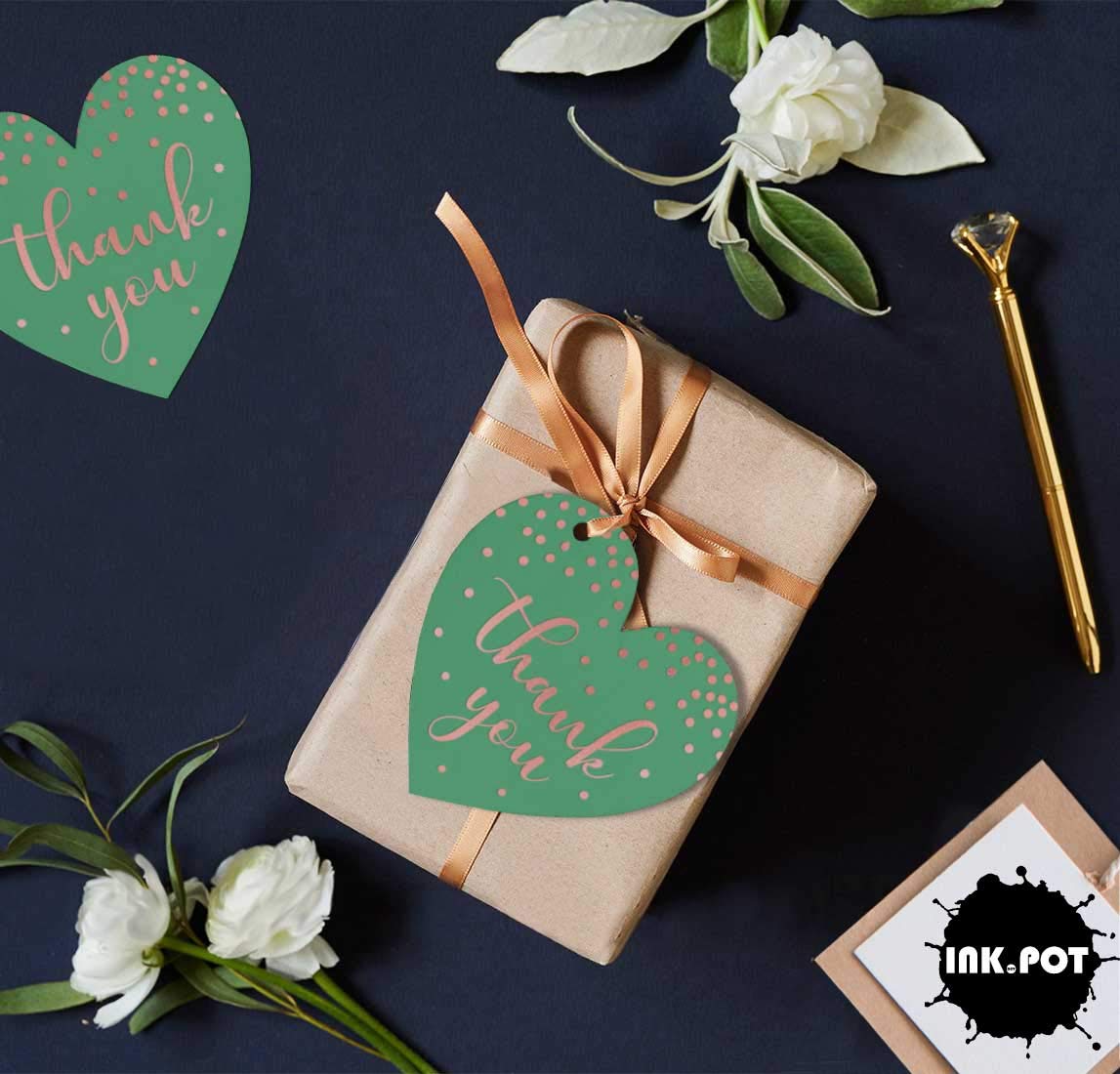 Étiquettes Cadeaux Dorées Roses - Lot De 50 - 3x5 Cm - Papier Cartonné Qualité Premium