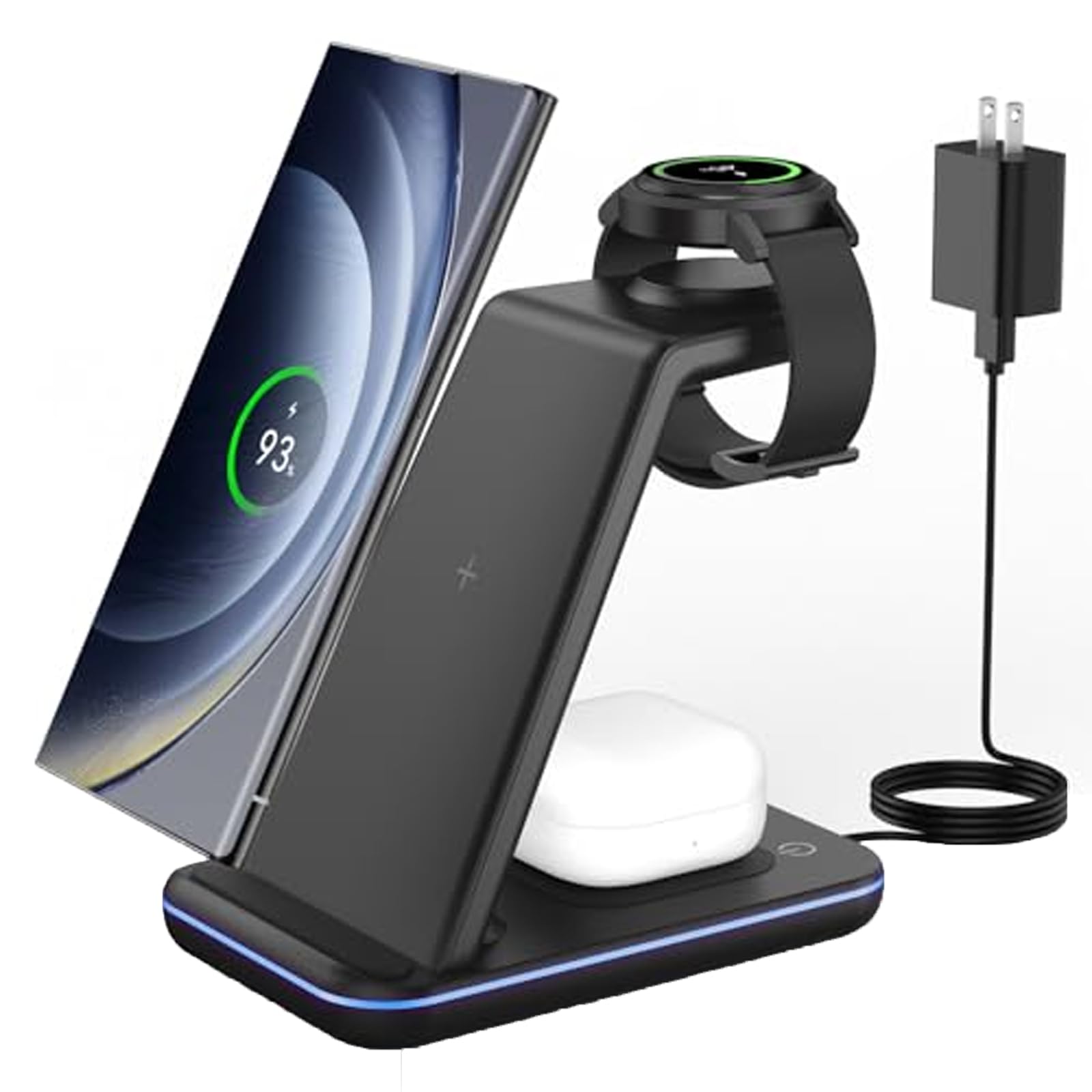Wireless Charger for Samsung&Android: JoyGeek 3 in 1 Charging Station for Galaxy Watch7 Pro/4/3/Active2/1 - Phone Charger Stand for S24/S23 Ultra/S22/
