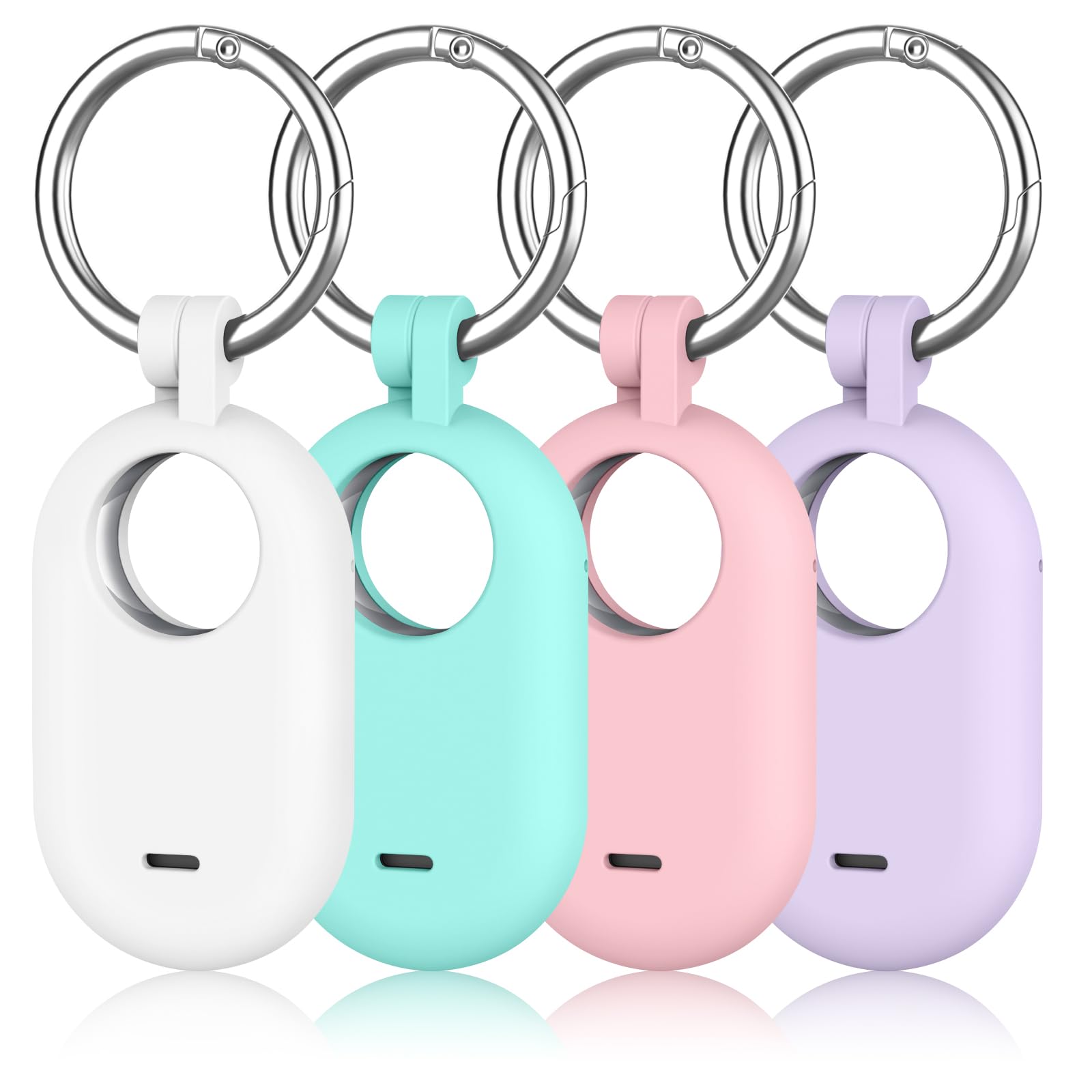4-Pack Holder Case Compatible with Samsung Galaxy SmartTag 2, Protective Silicone Case for Galaxy Smart Tag 2 with Keychain for Pets,Keys,Luggage and