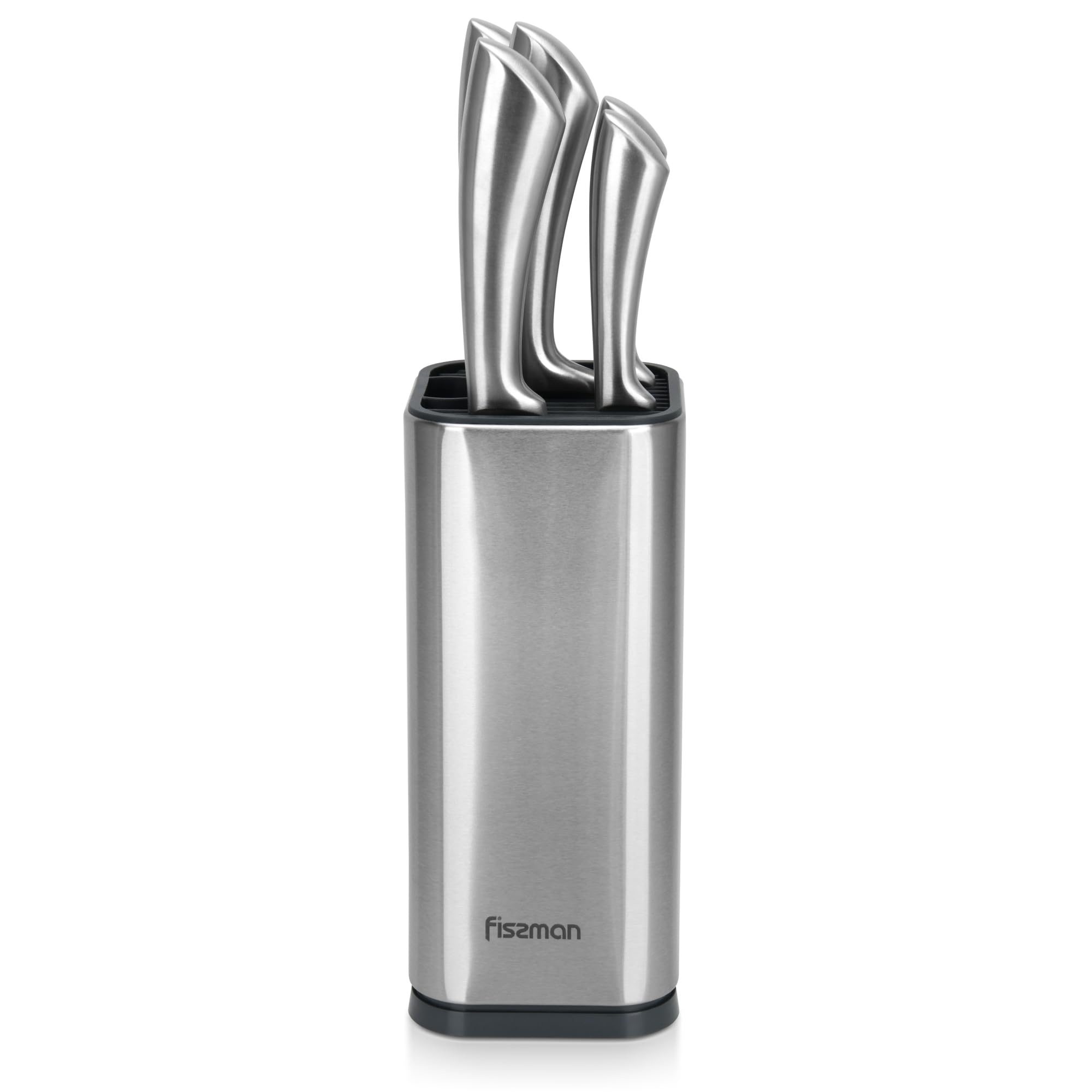 Fissman 6-Piece Knife Set Jarl with Metal Block 420J2 Steel, Chef Knife 20cm, Slicing Knife 20cm, Bread Knife 20cm, Utility Knife 20cm, Pairing Knife 9cm, Complet Set with Stand