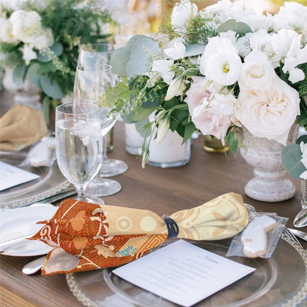 Boho Ethnic Maple Leaf Cloth Napkins Set Birthday Banquet Wedding Decor Restaurant Supplies Table(4pcs)