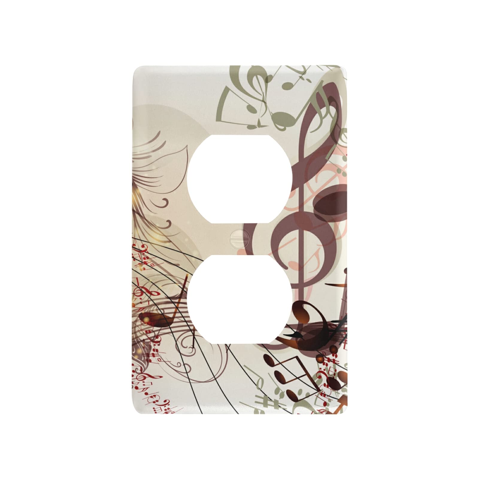 Music Notes Light Switch Cover Decorative Receptacle Outlet Wall Plate Guard Plastic Outlet Covers for Living Room Home Decor Kitchen (Duplex Outlets Cover)