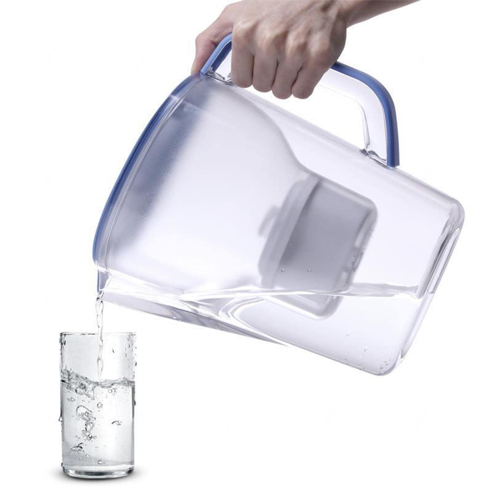 Dzbanek filtrujący do lodówki, dzbanek filtrujący wodę 3,5 l + 3 wkłady filtrujące, smukły dzbanek na lodówkę, wkłady filtrujące redukują zanieczyszczenia chlorem i wapnem