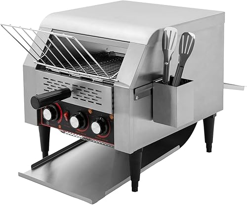 Miniatura 4 de Tostadora con transportador comercial, 300 rebanadashora, 1900 W, resistente, industrial, acero inoxidable, horno tostador eléctrico con modos de