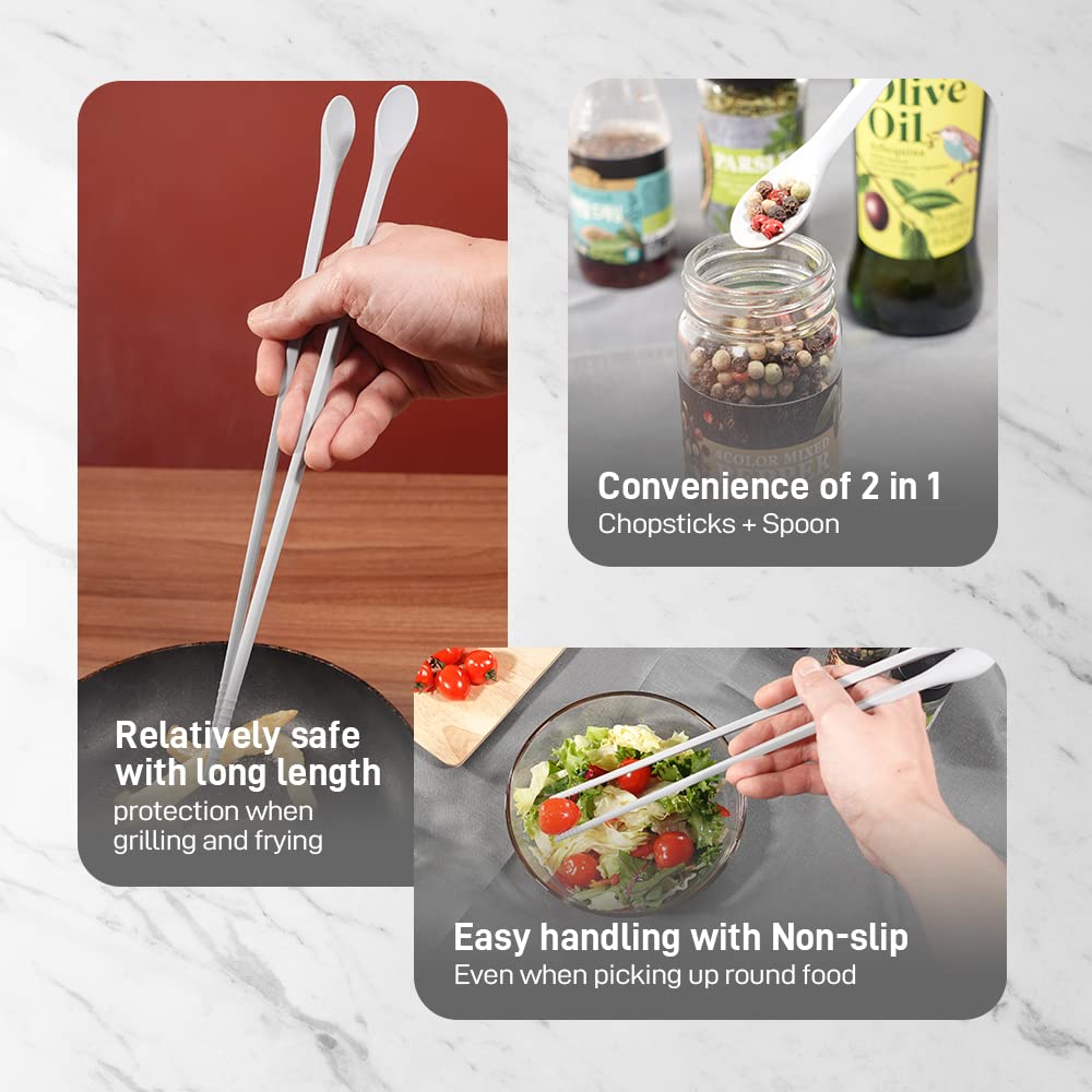 Long Silicone Cooking Chopsticks with Spoon 12 Inch, Grey 2 Pairs — Amazon image 6