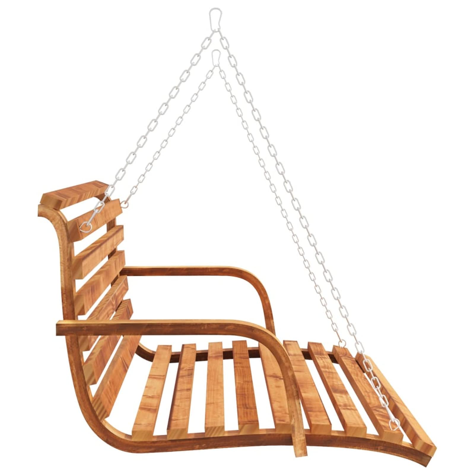 Banco Columpio Madera Curvada con Acabado de Teca, Columpio Jardin Exterior, Balancin Jardin Exterior, Muebles Jardin Exterior, Balancin Balcon, 126x92x63 cm