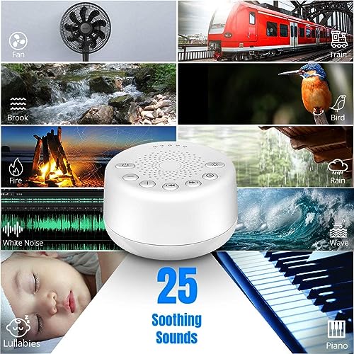 Sound Machine Easysleep White Noise Machine with 25 Soothing Sounds and Night Lights with Memory Function 32 Levels of Volume and 5 Sleep Timer Powered by AC or USB for Sleeping Relaxation (White) - Image 3