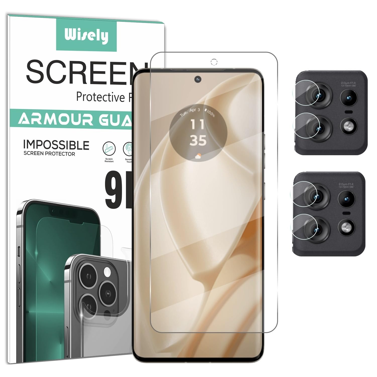 Wisely Motorola Edge 50 Pro 5G Screen Guard Combo - Pack 2pc Camera Glass Guard and (Camera Cut) Front Flexible Nano Glass Screen Protector for Moto Edge 50 Pro 5G - HD Clear (B0D97T6XGF) Amazon Price History, Amazon Price Tracker