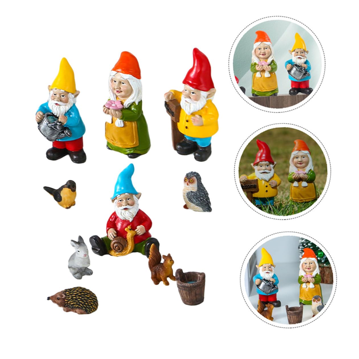 Mipcase 10pièces GNOME Décoratif Résine pour Jardin Ornement de Jardin Résine Cadeau de Noël Couleur Aléatoire