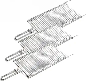 Grelha Dupla Folha Grande Churrasco Peixe Frango Linguiça Aço (3, CROMADO)