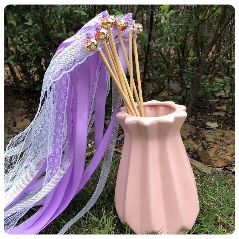 20 Bâtons Avec Ruban De Décoration - Violet - Pour Mariage, Fêtes, Anniversaires - Uxcell