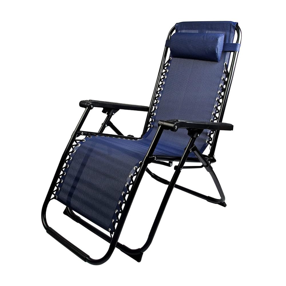 Tumbona de Gravedad Cero Reclinable, Plegable y Ergonómica – Estructura de Acero Reforzado hasta 150kg, Tejido Transpirable y Cojín Ajustable – Ideal para Jardín, Playa y Piscina