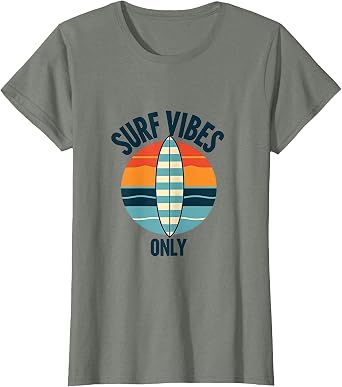 Surf Vibes Only Mens Surf Graphic Design T-Shirt