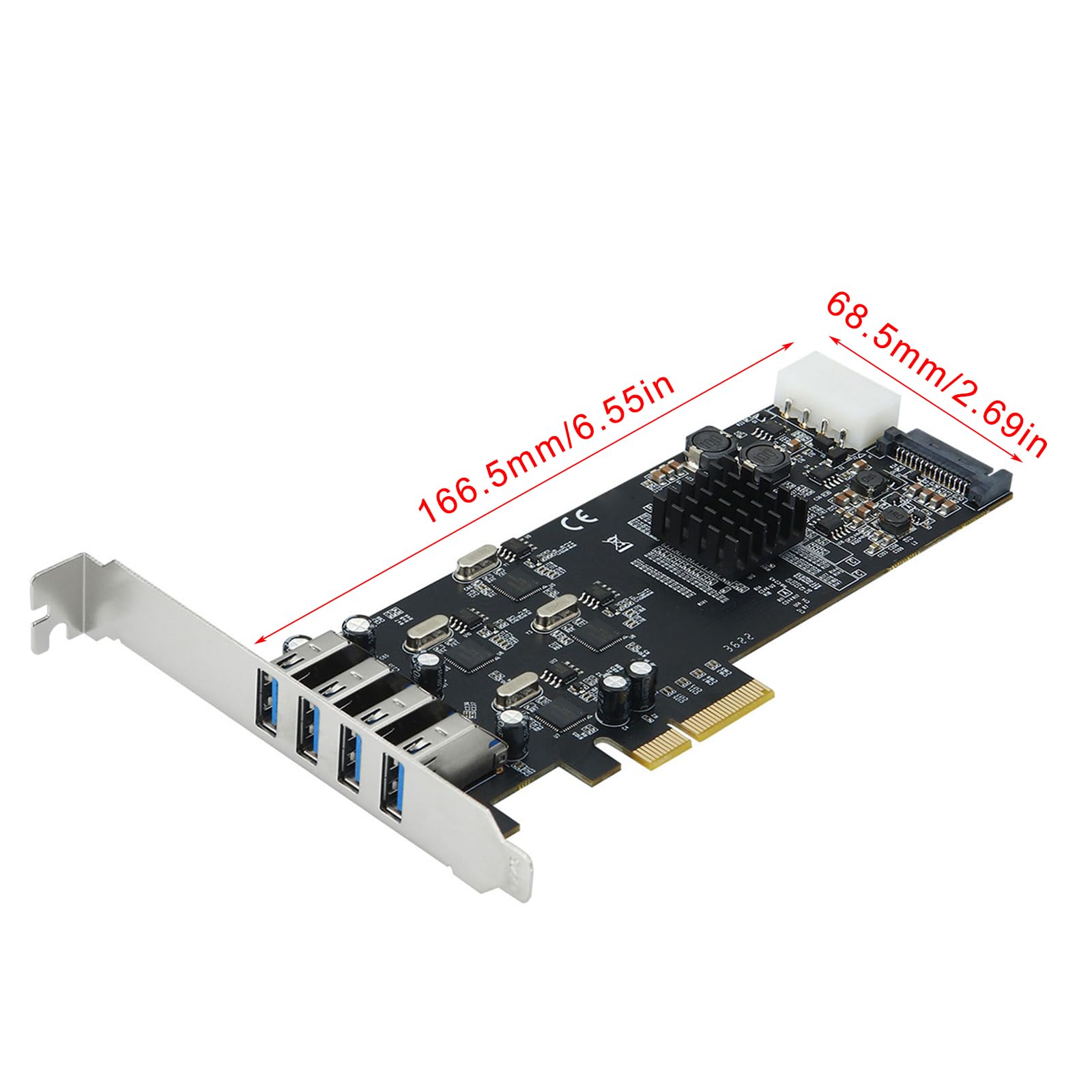 Scheda di espansione PCIE PCIE a 4 porte USB3.0 Scheda PCIE USB3.0 Adattatore USB 3.0 Adattatore USB 5Gbps Extensor Adaters