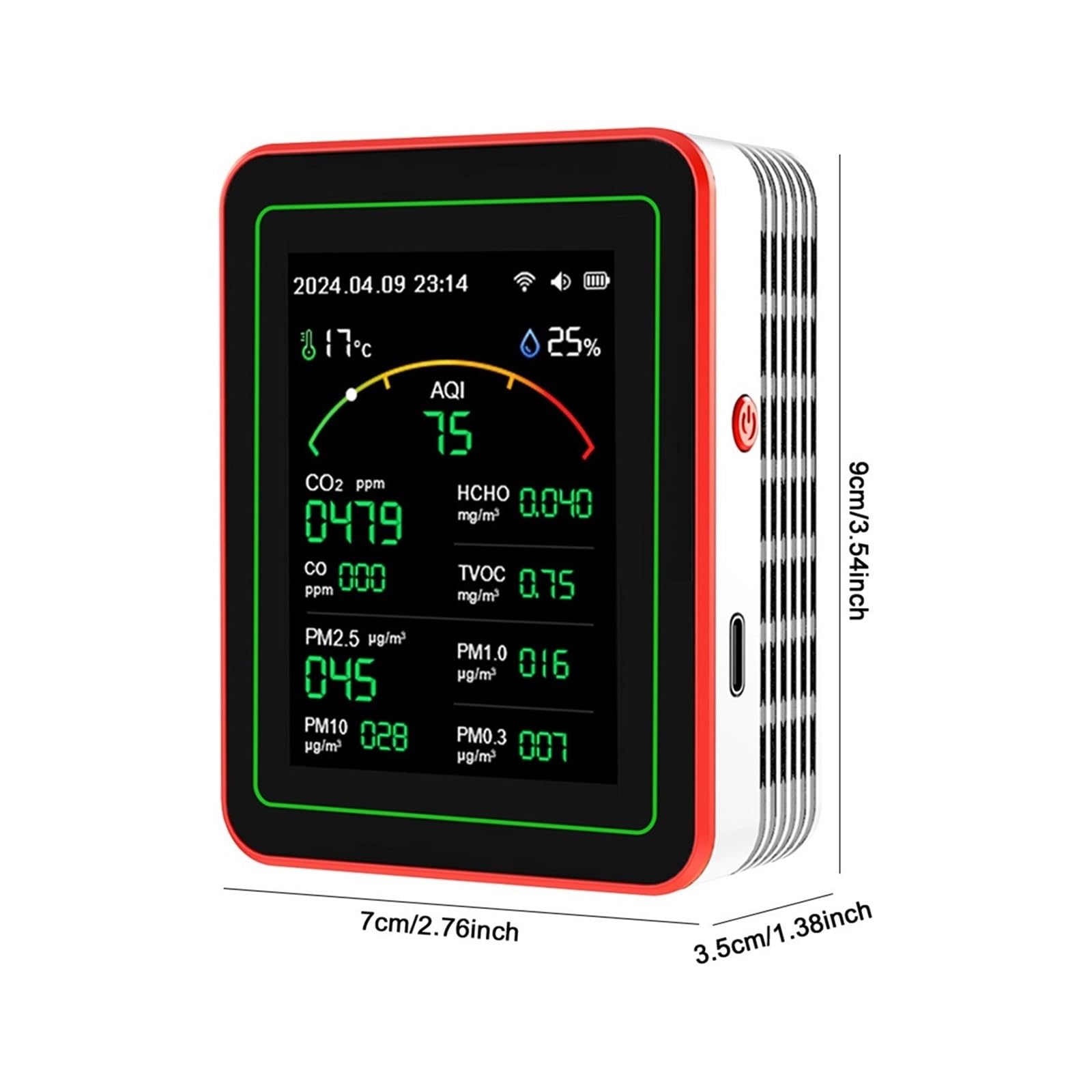 Air Quality Monitor, Rilevatore Di Qualità 'aria WiFi 15 In 1 CO CO2 PM0.3 PM1.0 PM2.5 PM10 Tester Portatile Misuratore Umidità A Temperatura(WHITE)
