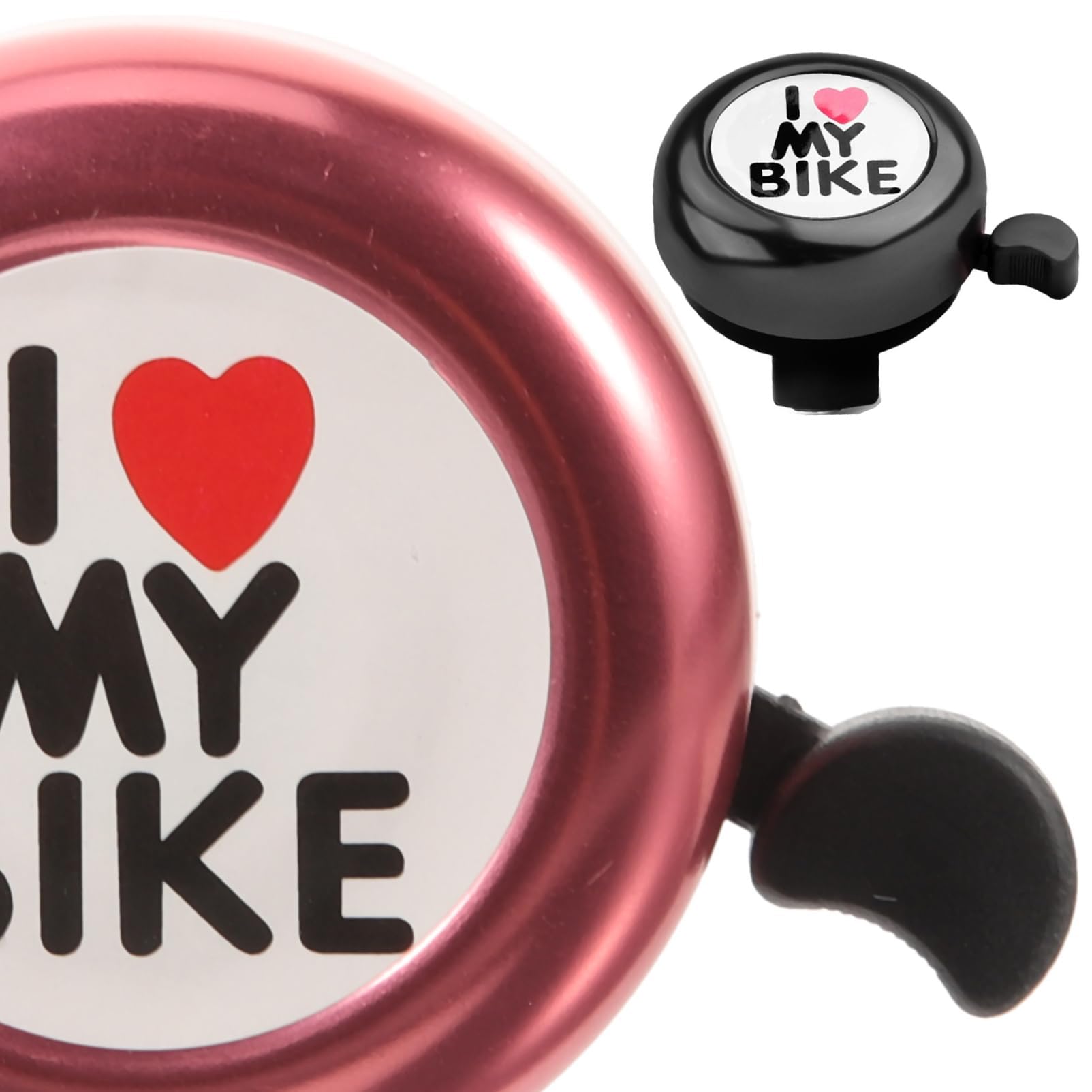 Shirene Campanello per Bicicletta,I Love My Bike Campanello Bici Bambino Campanello Bici con Suono Forte e Chiaro,Alluminio Campanello per Bici Set per la Maggior Parte delle Biciclette Nero