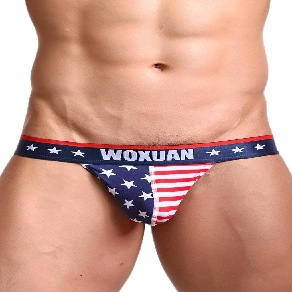 gah Men's American Flag G-String Thong Underwear, Cotton Spandex Blend, Low Rise, Sexy Style, Star Stripe Pattern, Red, XL-picture-16