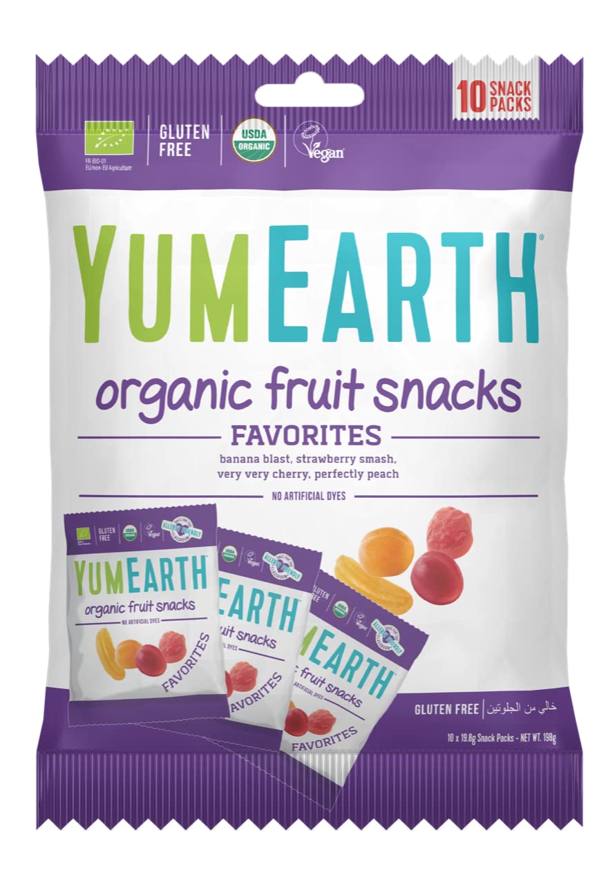 YUM EARTH Naturally Flavored - Organic Fruit Snack Gummy Multipack (Pack of 10, 198 Grams)