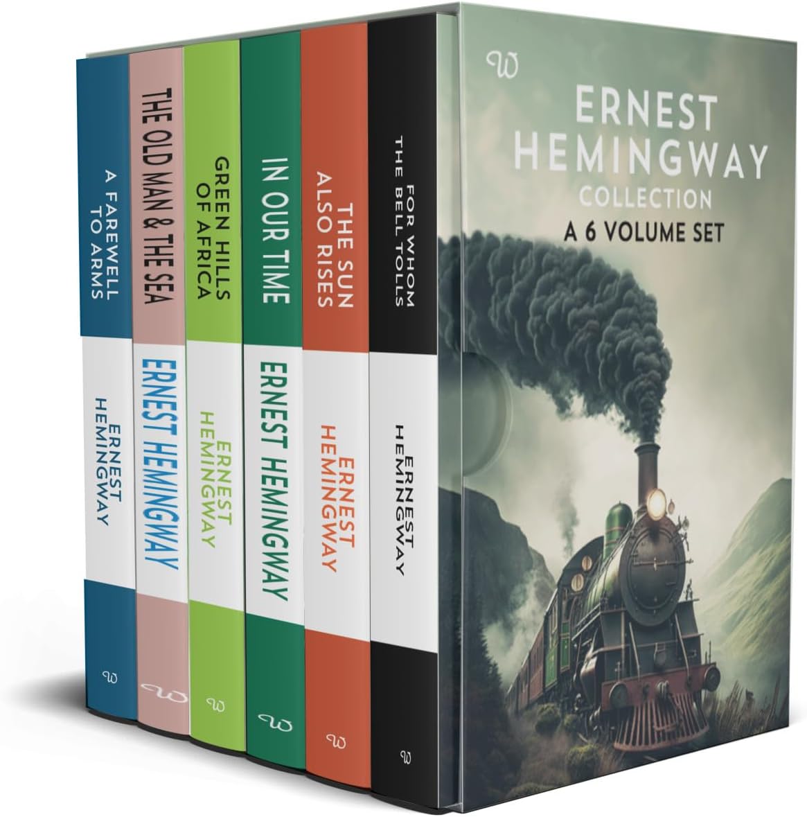 Ernest Hemingway Collection 6 book set (For Whom The Bell Tolls, A Farewell To Arms, Green Hills Of Africa, The Old & The Sea, In Our Time, The Sun Also Rises)