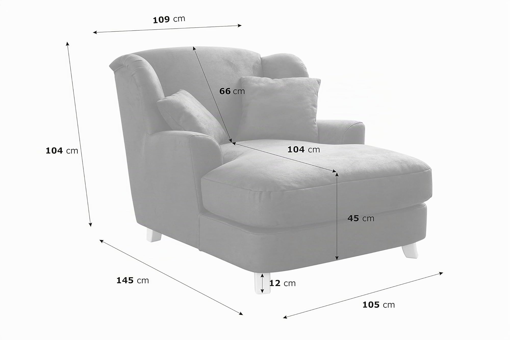 Cavadore Assado Fauteuil rembourré avec 2 Coussins décoratifs
