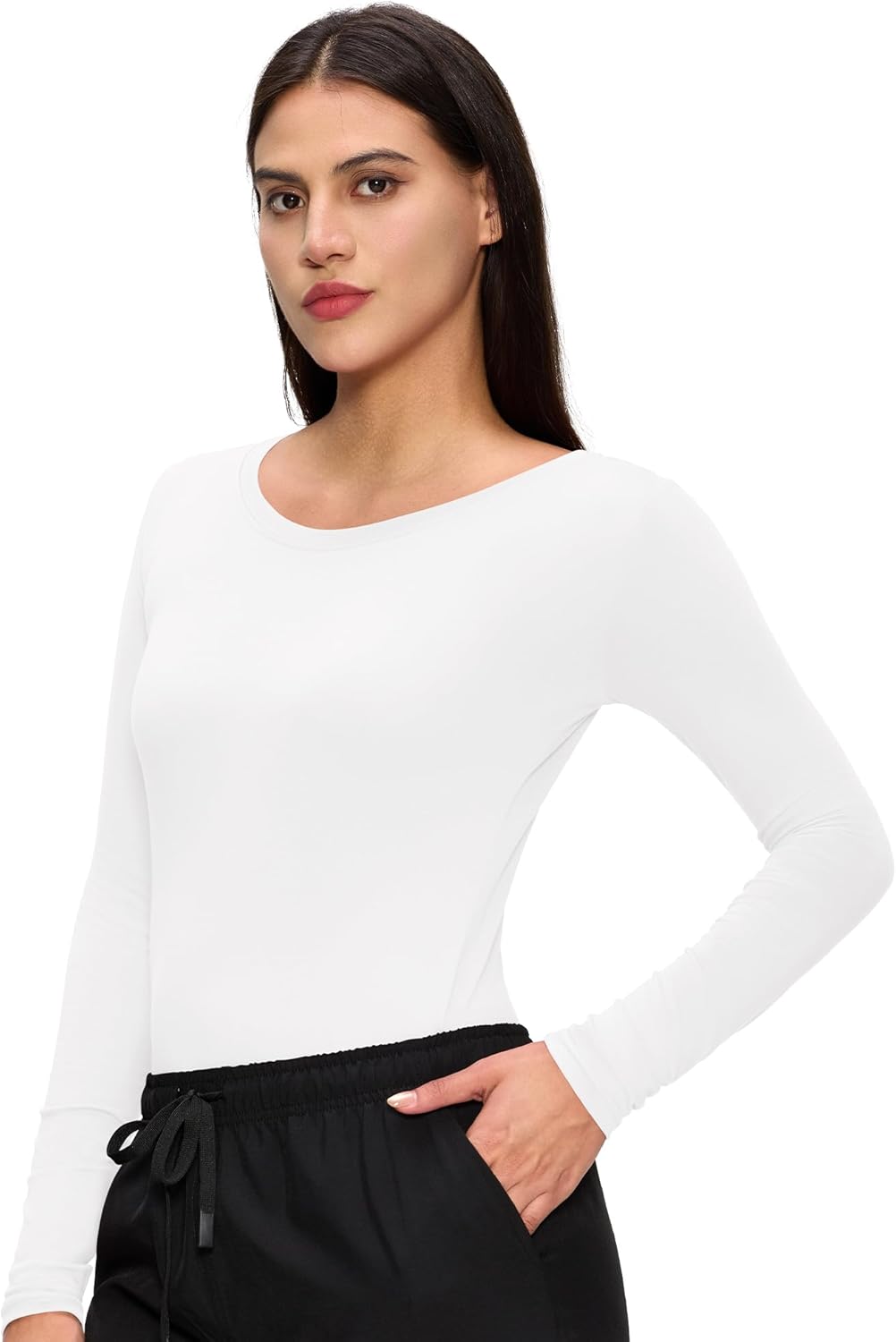 3 Pack Underscrub Long Sleeve Women, Scrub Undershirts Crew Neck Comfort Tee with Ultra Soft Fabric