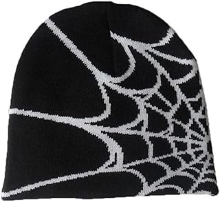 Y2K Gothic Spider Pattern Wool Acrylic Knitted Hat Women Beanie Winter Warm Beanies Men Casual Skullies Outdoor…