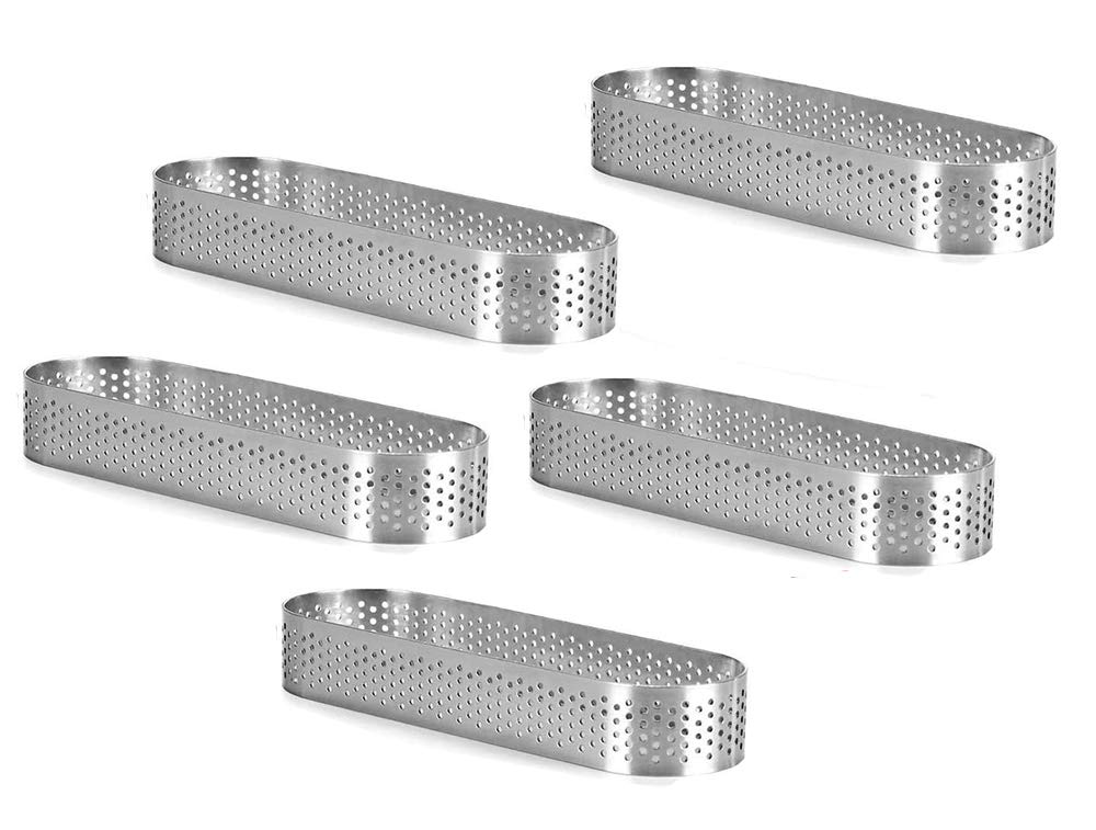 Haudang 5 Pieces Mousse Cake Stainless Steel Perforated Mould DIY Mousse Dessert Biscuit Baking Mould Baking Tools