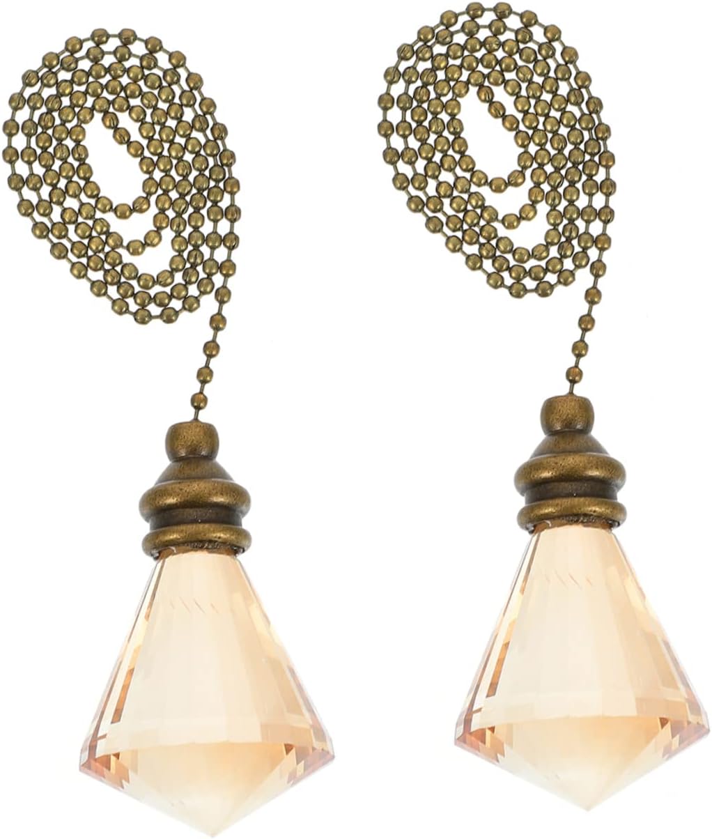 Housoutil 2pcs Ceiling Fan Crystal Pendant Crystal Fan Pull Chain