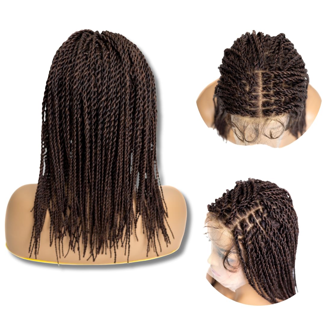 PIB Single Full Lace Knotless Box Braid Wig Square Parted Braided Wigs for Black Women Braid Wig with Natural Baby Hair (#1B30 Off Black and Brown, 12