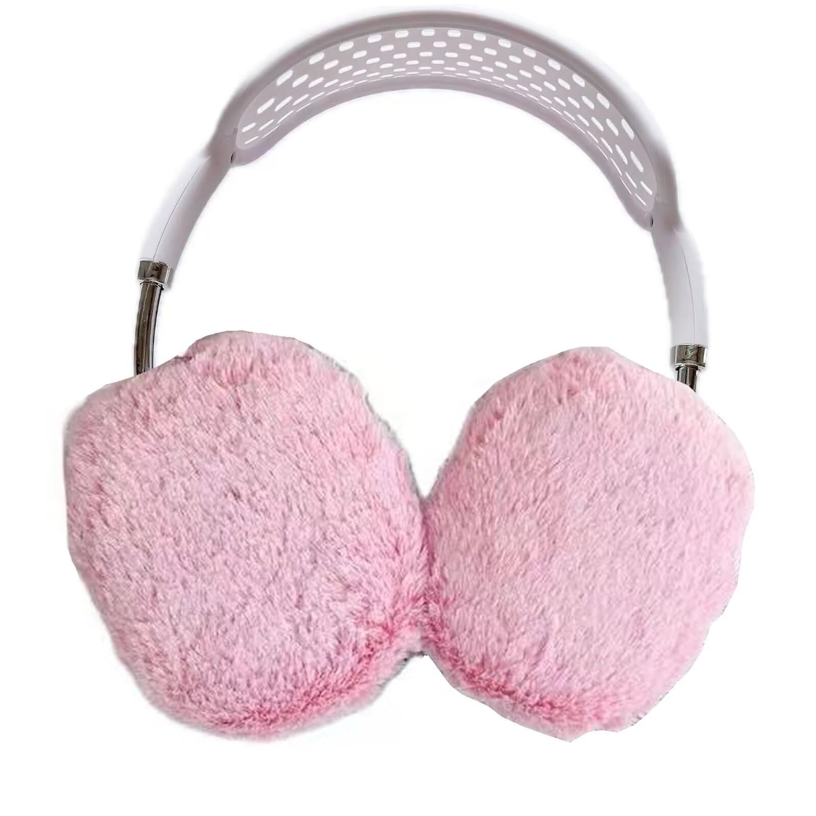 Rnrieyta Miagon Silicone Case Cover for AirPods Max Headphones,Creative Fur Fluffy Furry Cute Ear Cups Cover Soft Cases Skin for Women Men