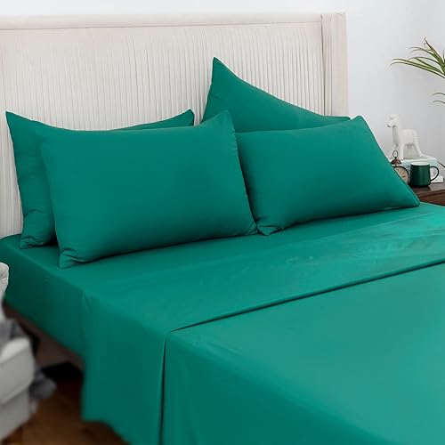 Juego de sábanas para cama King ultrasuaves serie 1800, sábanas refrescantes de lujo, 100% microfibra, transpirable, sin arrugas, tamaño King,