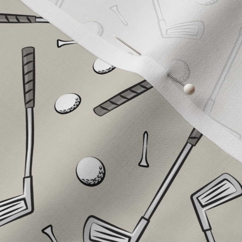Spoonflower Fabric - Golf Clubs Beige Golfing Balls Tan Men Printed on Petal Signature Cotton Fabric by The Yard - Sewing Quilting Apparel Crafts Decor