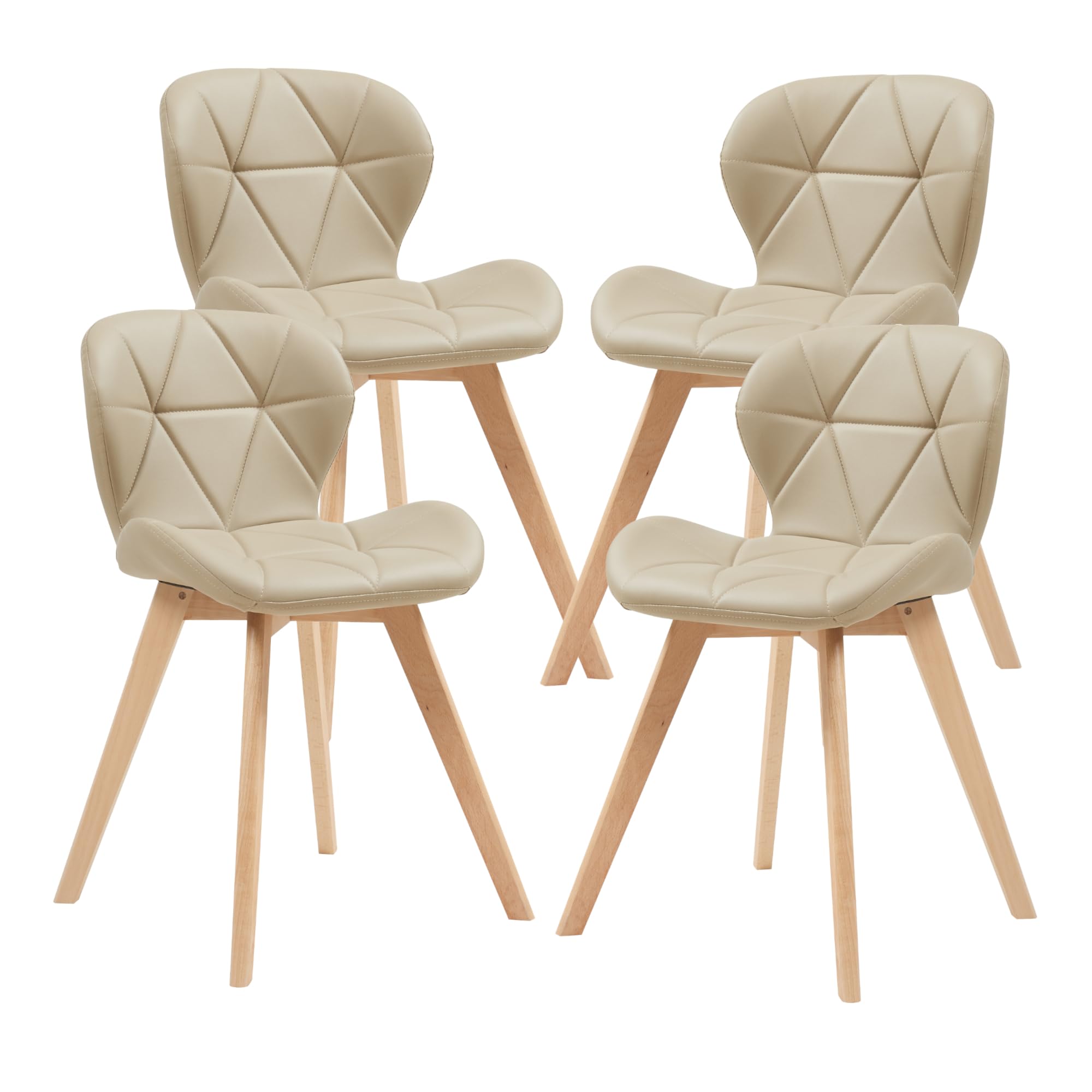 Esszimmerstuhl Älmhult – 4er-Set, Beige, 78 x 47 x 52 cm, Kunstleder & Buche