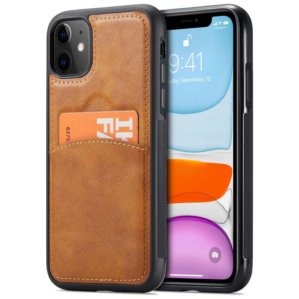 Étui portefeuille iPhone 12 et 11 en cuir marron pour vos déplacements - 6