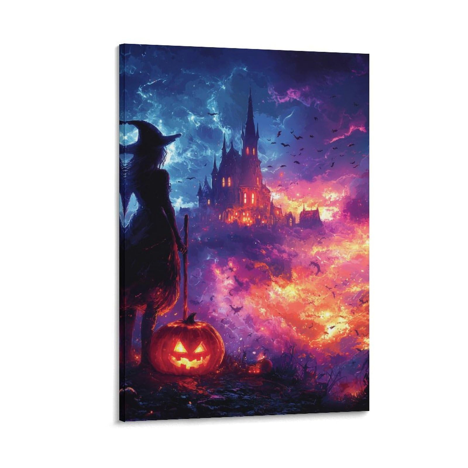 DHBANEIOK Halloween Witch Print, Canvas Wall Art, Pictures for Living Room And Bedroom, Prints for Special Occasions 12x18inch(30x45cm)