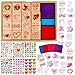 HOWAF Amour Coeur Tampons Autocollants pour Enfants Artisanat Bricolage Enveloppes Cartes Scrapbooking Bonbonnières de Saint-Valentin, 20 Coeur Bois Tampons Encreur, 3650+ Colorés Coeur Autocollants