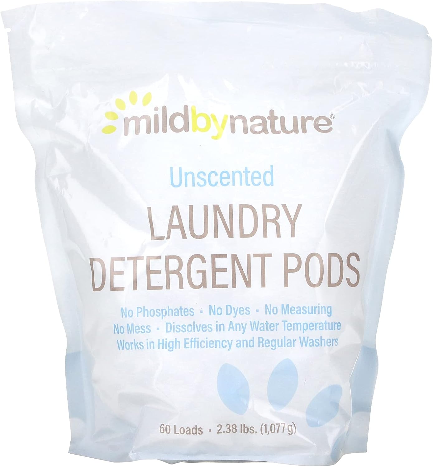 Laundry Detergent Pods, Unscented, 60 Loads, 2.38 lbs