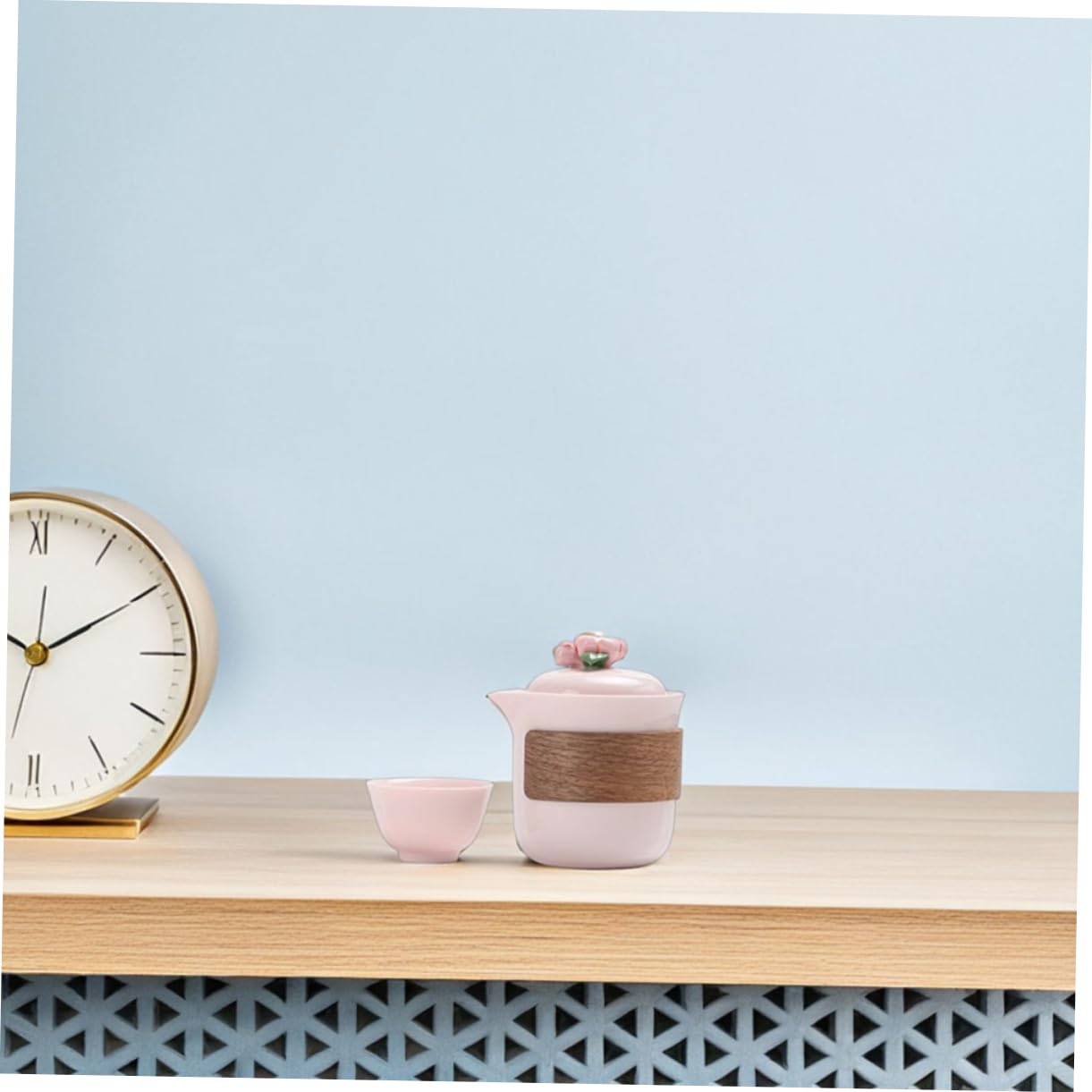 Juego de té Gongfu, Tetera y Tazas portátiles de cerámica Rosa con Tapa, diseño ergonómico para Viajes, Negocios y picnics al Aire Libre, artesanía Floral artística para Cualquier ocasión.