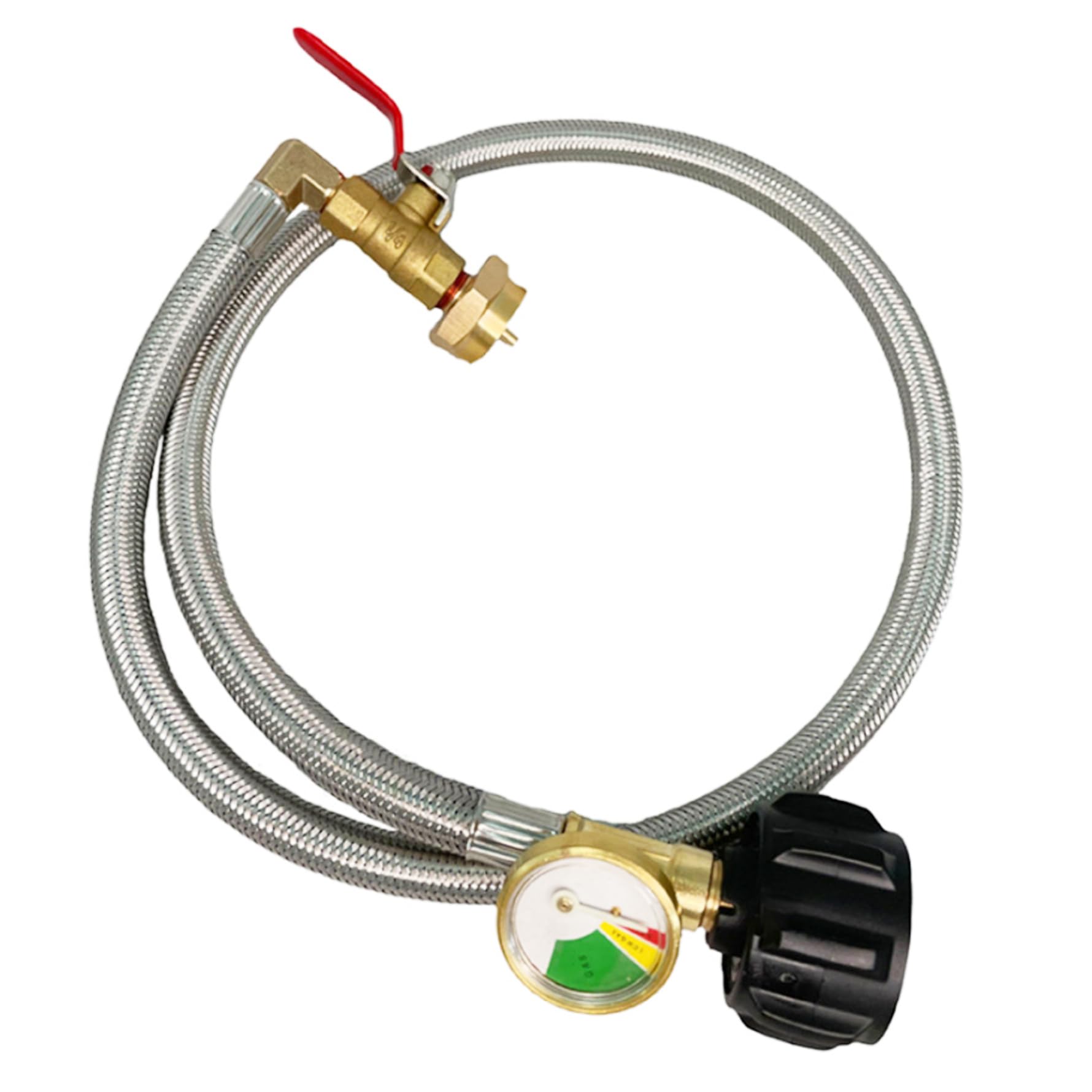 Adaptateur propane 20 lb à 1 lb avec tuyau 3 pieds et manomètre QCC1