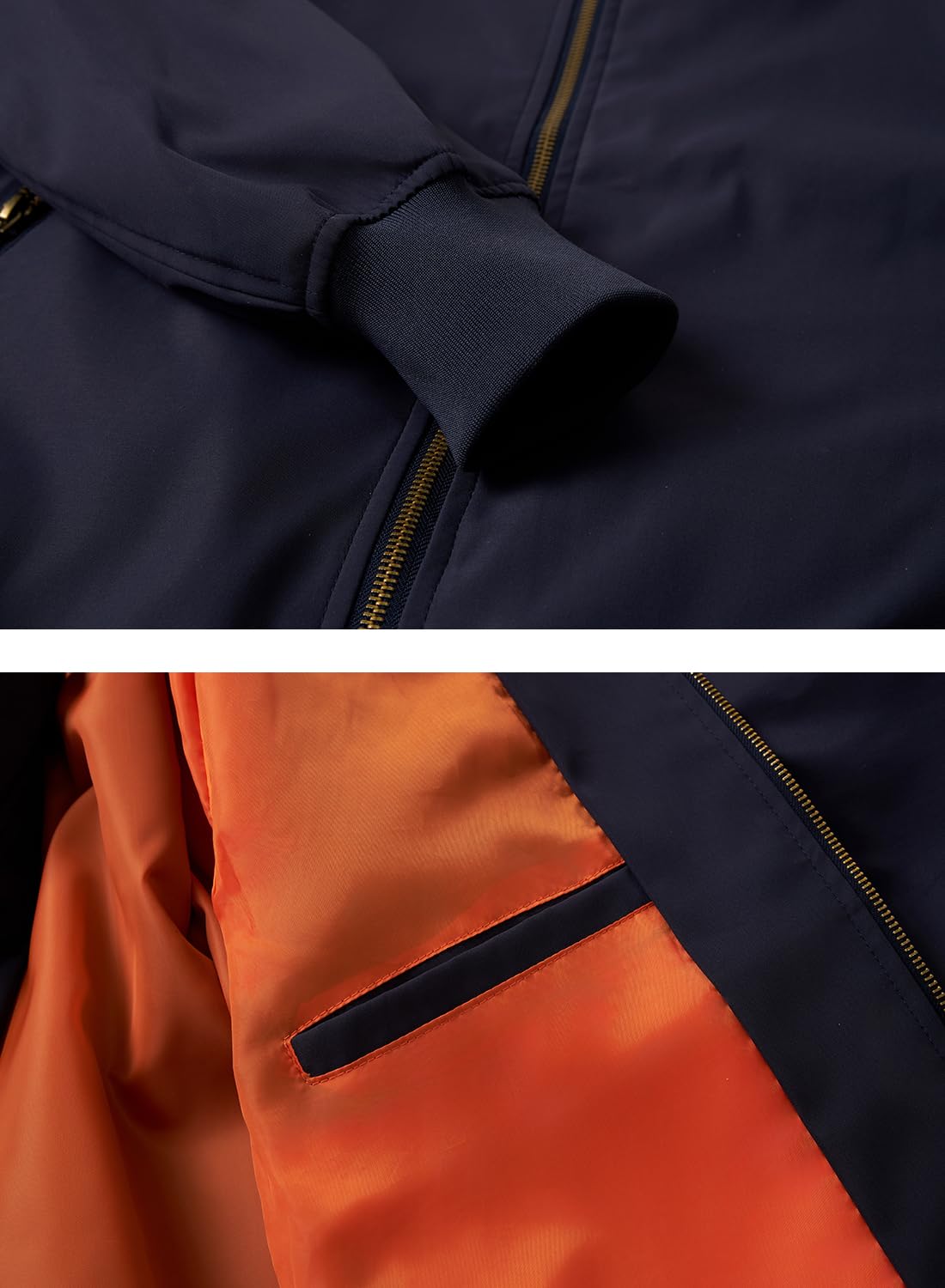 HOOD CREW Herren Bomberjacke Leichte Dünne Lässige Jacke Windbreaker Übergangsjacke mit Reißverschlusstaschen