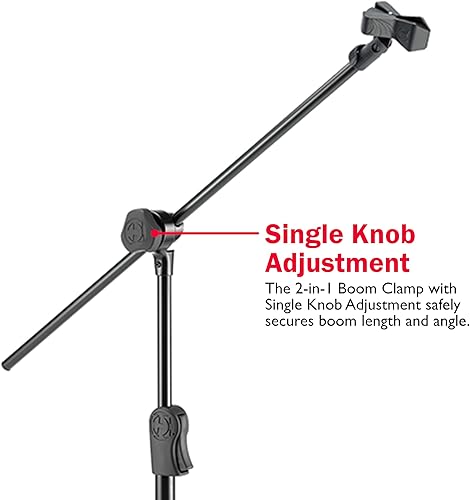 Miniatura 3 de Hercules MS533B EZ - Soporte para micrófono con trípode Hideaway 2 en 1 y clip de micrófono EZ, ajuste de perilla única, con un paño de limpieza