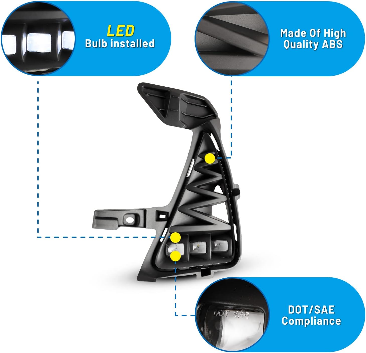 Fog Lights compatible for 2017 2018 2019 Lexus IS200 IS300 IS350 (Not for F-Sport Bumper Models) Driver Passenger Replacement Lamps Assembly